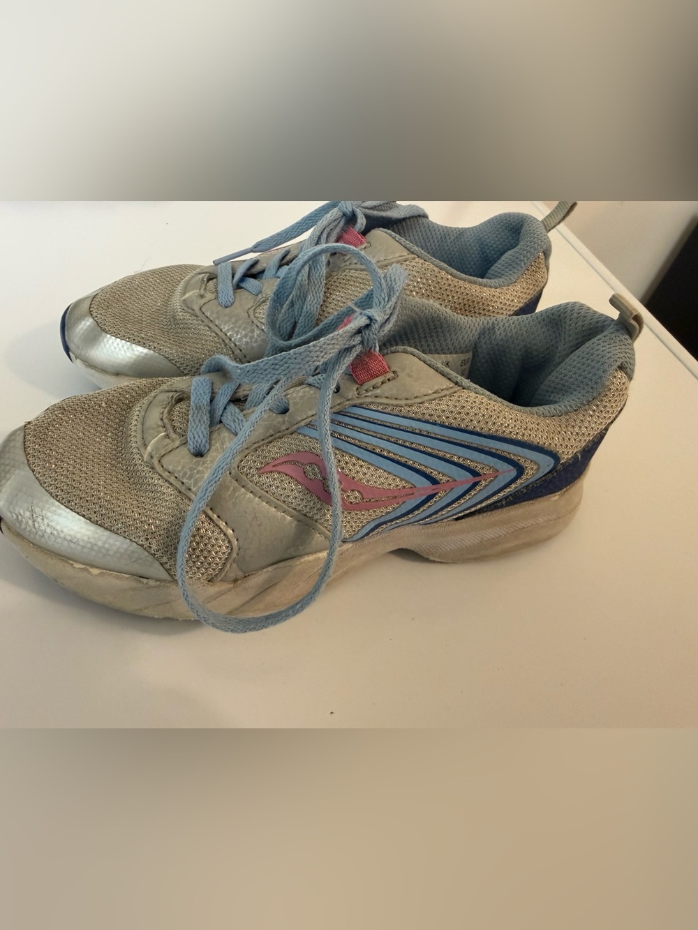 Girls Light Blue and Grey Athletic Sneakers
